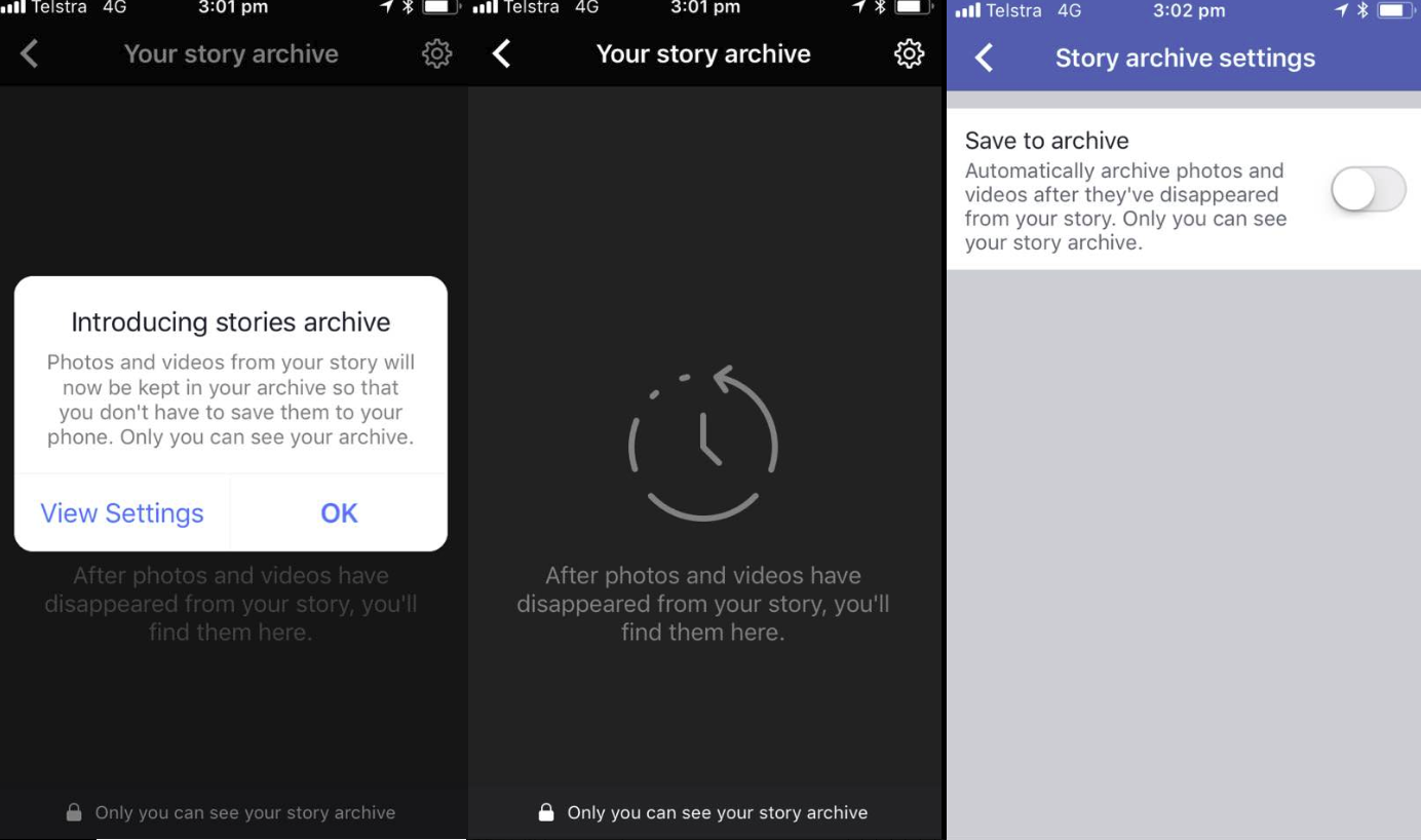 How Facebook's Stories archive works in three shots