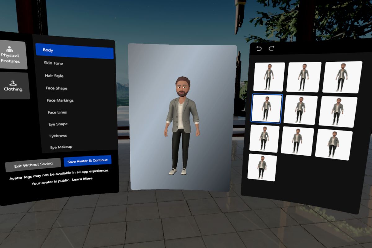 Oculus avatar editor