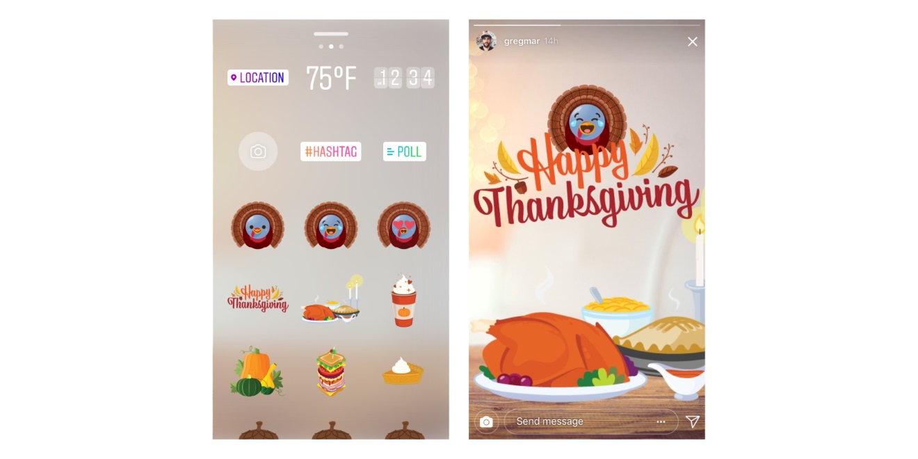 Instagram lance ses stickers spécial Thanksgiving