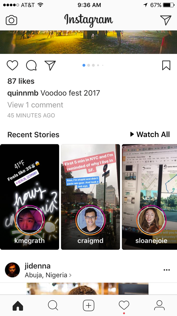 Instagram insère les stories au milieu du feed