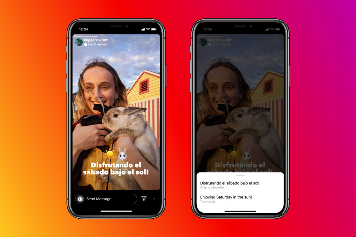 Instagram automatica translation text in stories