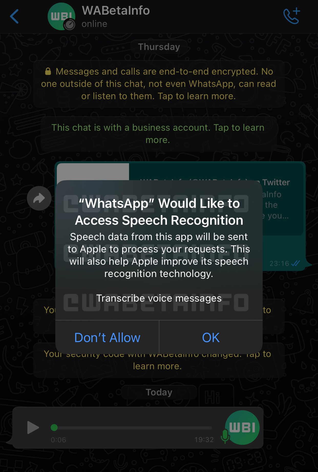 WhatsApp voice notes transcriptions