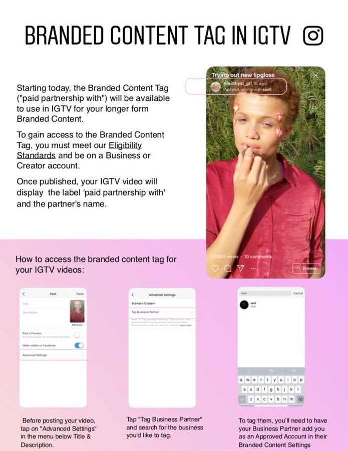 Branded content tag IGTV