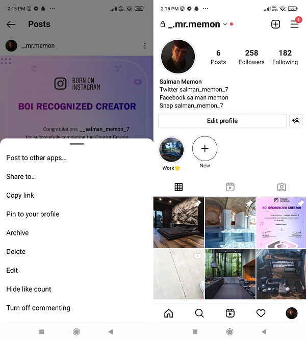 Instagram testa i pinned post