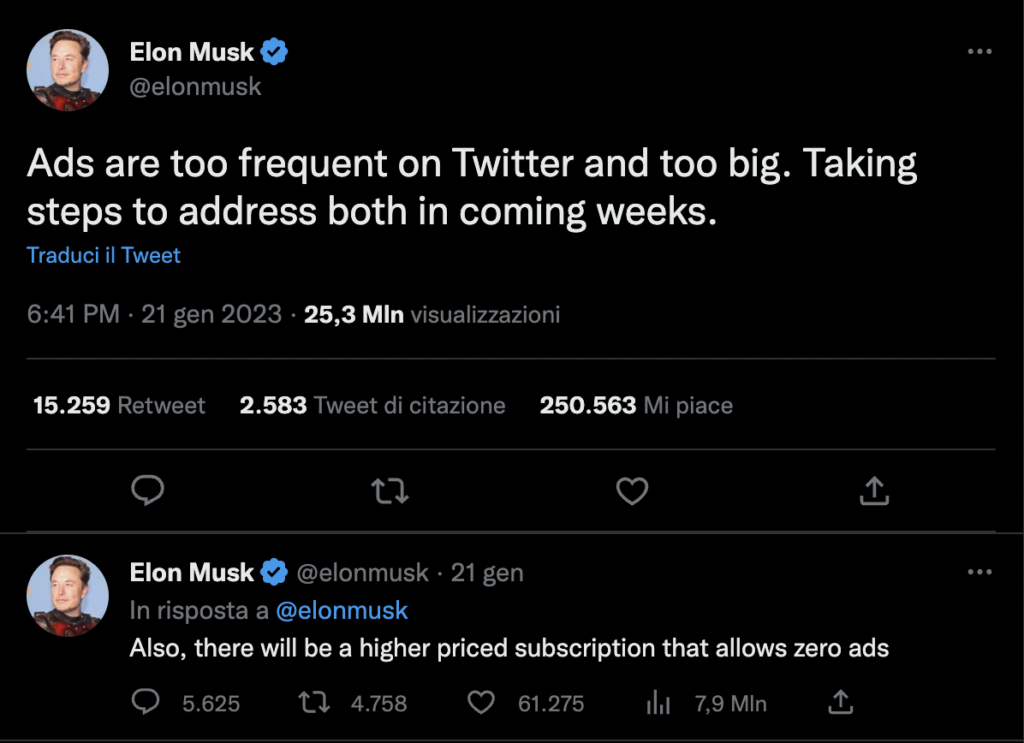 Elon Musk propone un versione più costosa di Twitter Blue