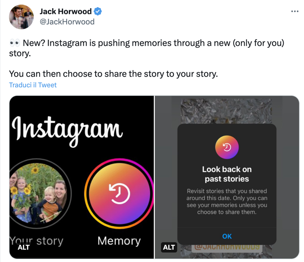 Instagram lavora sui ricordi nelle storie