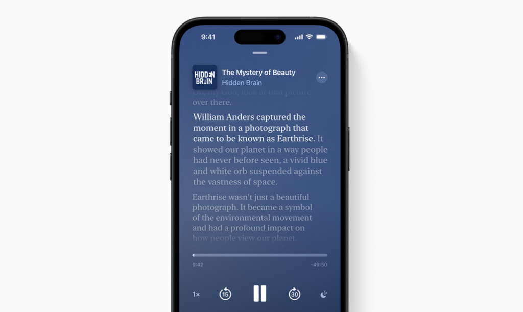 Trascrizione audio su Apple Podcast