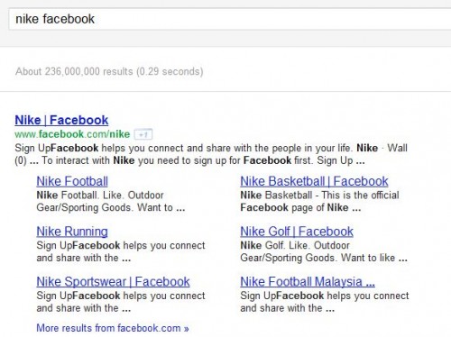 Nike Facebook Google Grouping