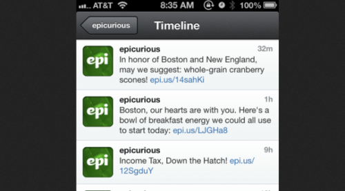 Epicurious Boston tweets