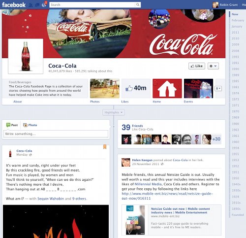 Coca-cola's new Timeline