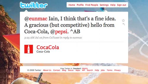 Coke's tweet to Pepsi