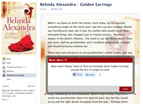Belinda Alexandra HarperCollins Facebook App Golden Earrings